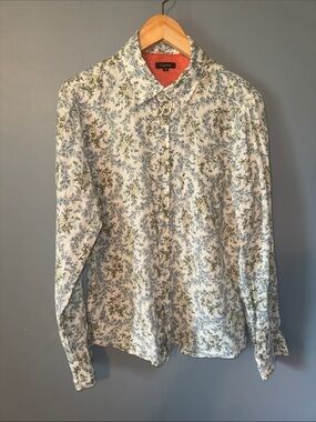 OndadeMar Linen Button Down Shirt with floral pattern